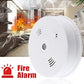 White smoke alarm detector with side vent slots and fire alarm icon