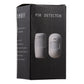 PIR detector retail box featuring two white wireless sensor units