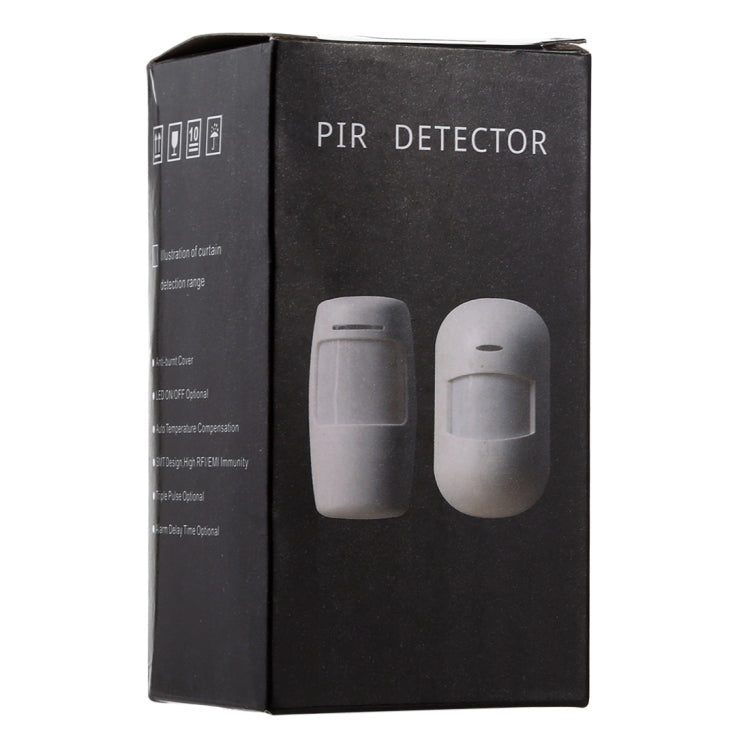 PIR detector retail box featuring two white wireless sensor units