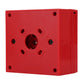 Red fire alarm break-glass station back plate with mounting holes and center screw