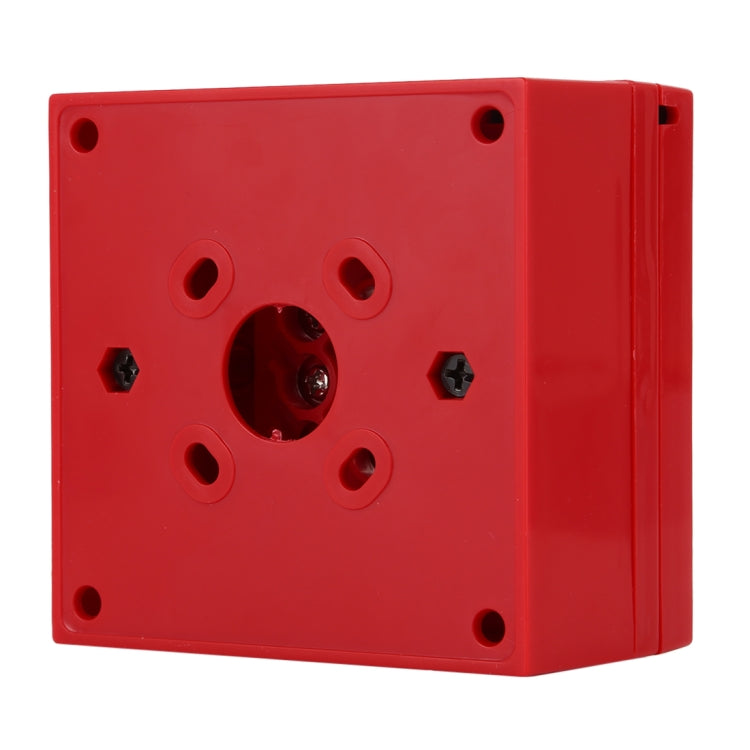 Red fire alarm break-glass station back plate with mounting holes and center screw