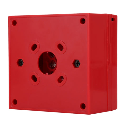 Red fire alarm break-glass station back plate with mounting holes and center screw