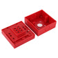 Red fire alarm break-glass station open housing with base cover and mounting cutouts