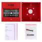 Red fire alarm break-glass station with open back and included mounting screws