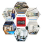 Red fire alarm break-glass station featured in a multi-use area infographic