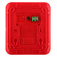 Red fire alarm strobe horn back panel with terminal block and green screw