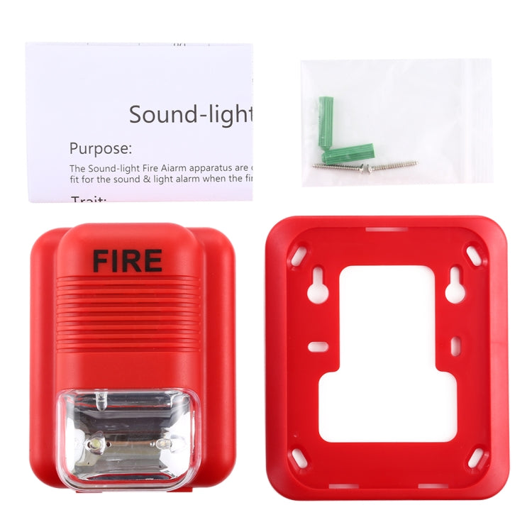 Red fire alarm strobe horn front and matching red mounting back plate