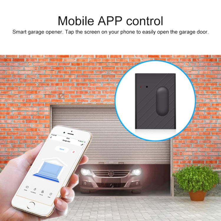 Smart garage door controller for app control, black panel with oval button