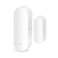 White two-piece door/window contact sensor with rounded housings and red status dot