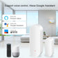 White door/window contact sensor pair with nearby smart speaker for voice control