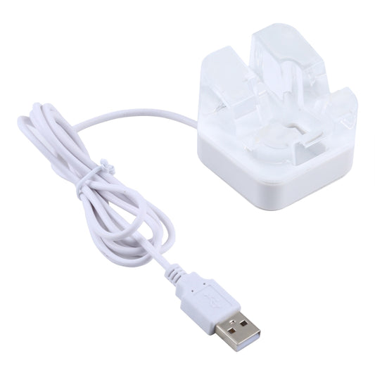USB anti-theft cable with white charging/dock cradle and power connector