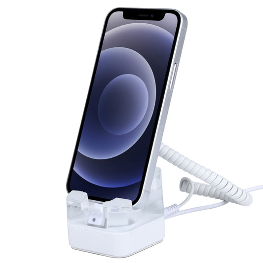 Anti-theft phone display stand with coiled cable and base cradle