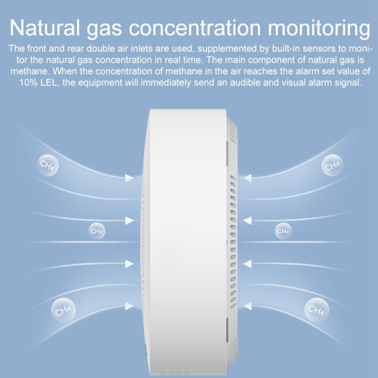 Smart gas alarm sensor module illustration with vent holes and side indicator opening