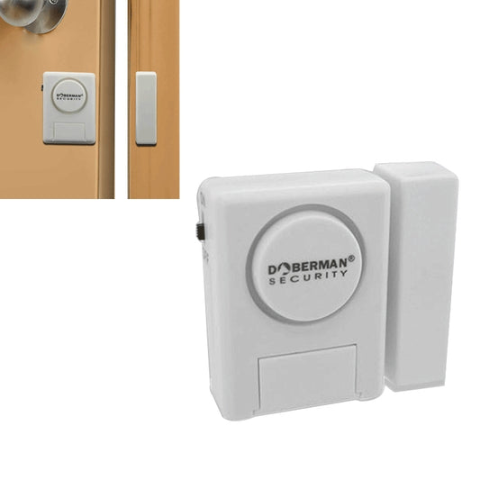 DOBERMAN Security window/door magnetic alarm sensor, white hinged case with logo