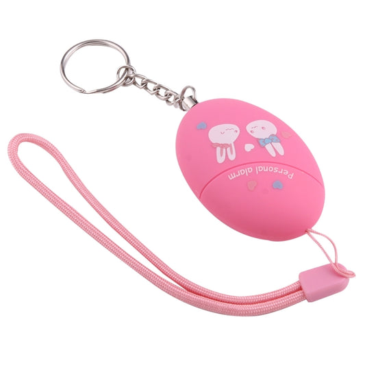 Pink mini personal alarm keychain with lanyard strap and metal key ring