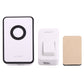 Wireless doorbell receiver, transmitter, and mounting pad included, all white with black buttons