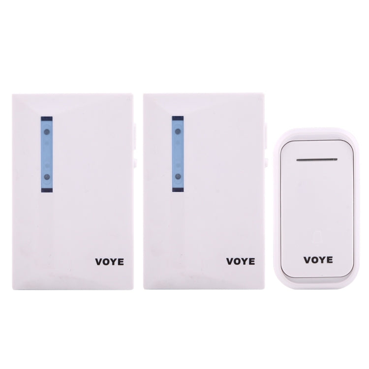 Wireless doorbell kit with two white doorbell panels and a white indoor chime