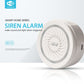 White round WiFi siren alarm sensor with speaker grille and side slot port