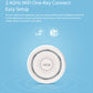 Compact white WiFi siren alarm sensor, front speaker grille in a circular housing