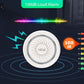 White round WiFi siren alarm sensor with perforated speaker face and gray ring
