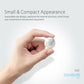 White compact PIR motion sensor, small round body held in a hand.