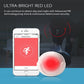 White PIR motion sensor with ultra-bright red LED and wide detection ring.