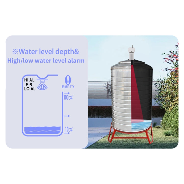 Ultrasonic liquid level meter water level alarm display with sensor and outdoor tank