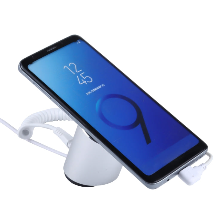Aluminum cylindrical phone security display stand with Type-C cable and suction base