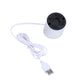 White cylindrical base with speaker-style vent and USB Type-A to Type-C cable