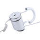 White cylindrical magnetic security display stand with coiled charging cable