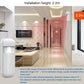 Wireless PIR motion detector, white body installed at doorway height
