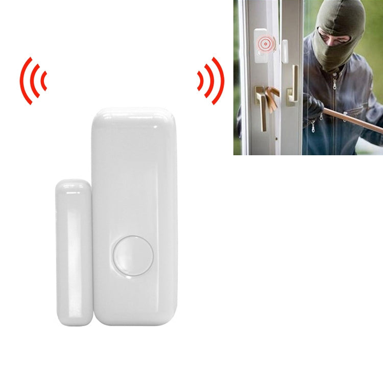 White wireless door/window magnetic sensor with circular action button