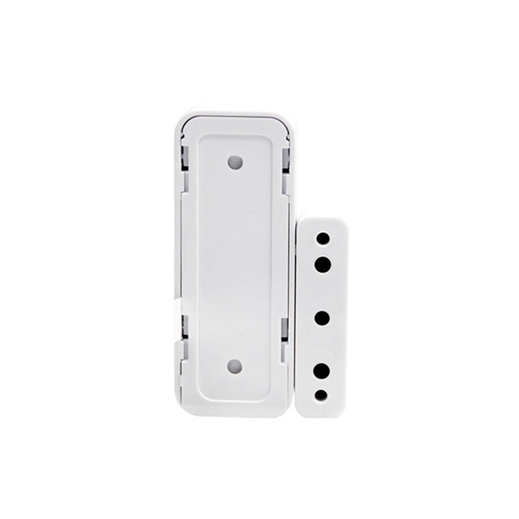 White wireless sensor with contact strip showing mounting holes