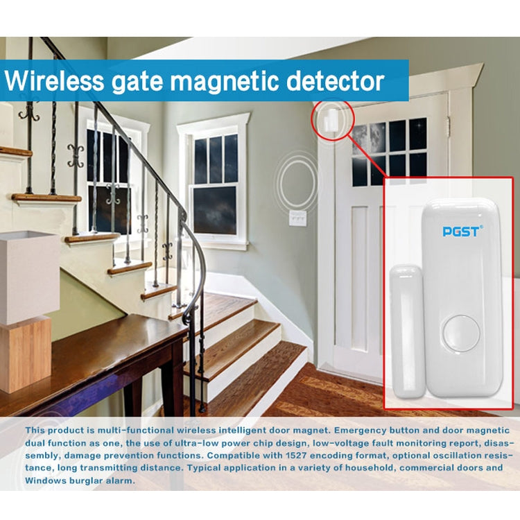 White wireless door/window magnetic detector with circular button