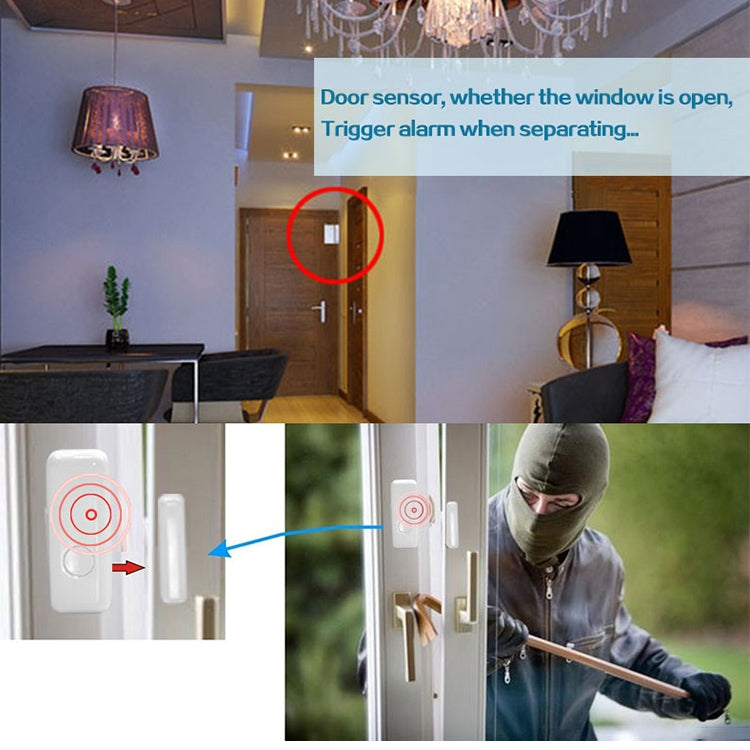 White wireless door/window sensor with slim contact and circular button