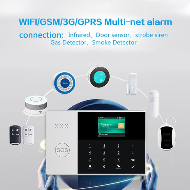 Smart alarm system kit with alarm keypad panel and wireless sensors