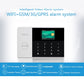 Wall-mounted smart alarm keypad panel with touch controls and LCD screen