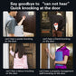 Wireless doorbell chime and button shown in multiple knocking scenarios with people