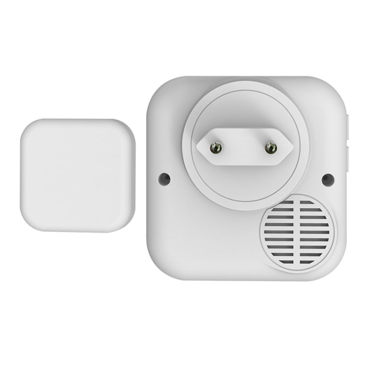 Plug-in wireless doorbell chime with speaker grille and wall plug prongs