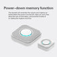 Wireless doorbell chime with glowing blue ring and matching wireless button