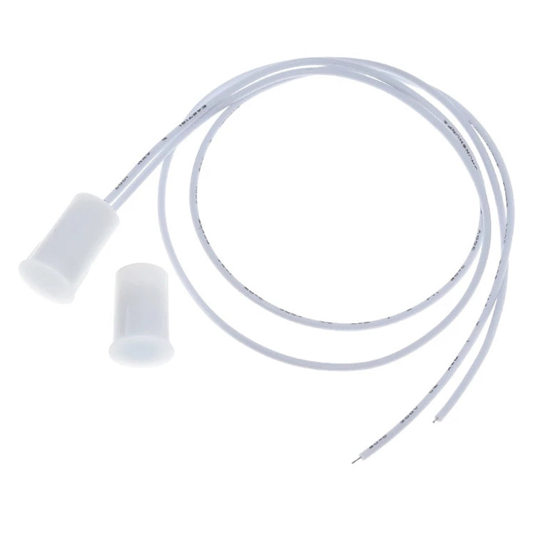 Door magnetic sensor switch cable set with two wired leads and white sensor housings