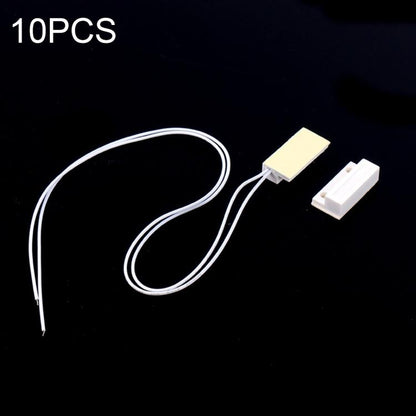Magnetic door sensor switch with white wire lead and rectangular sensor modules