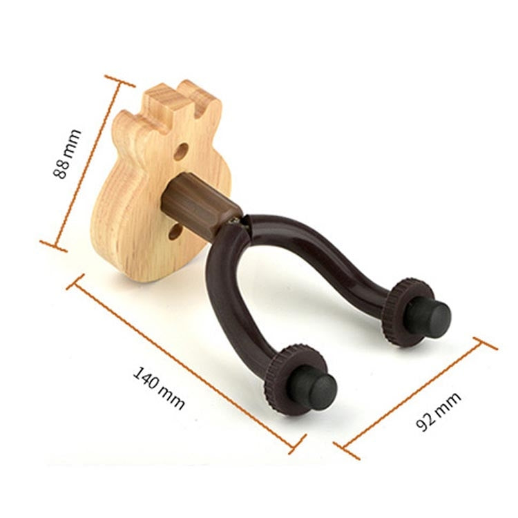 Wood and black guitar/ukulele wall hook with two U-shaped padded supports