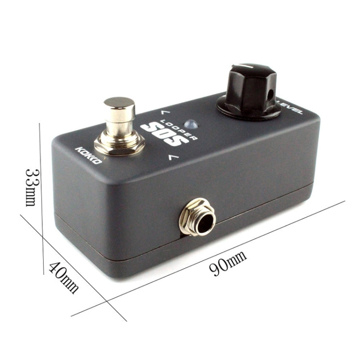 KOKKO FLP2 mini SOS loop recorder pedal shown with size measurement markings