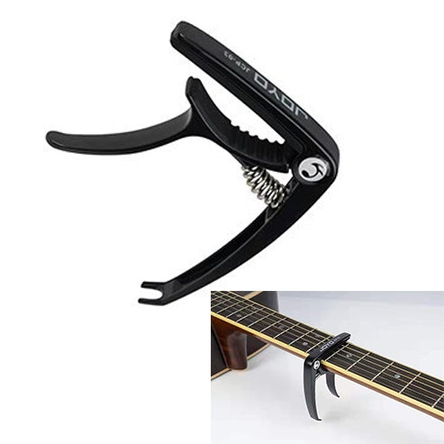 Black zinc alloy guitar capo with spring clamp for acoustic guitar and ukulele