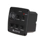 Black guitar preamp pickup with EQ controls and tuner indicator LED, angled view