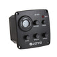Black guitar preamp pickup with tuner, volume, bass, middle, and treble knobs