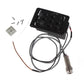 Black guitar preamp EQ unit with cable and threaded output jack for pickup
