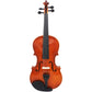 Full-size acoustic violin front view with amber-brown body and f-holes