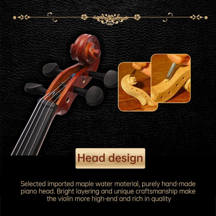 Acoustic violin neck and headstock close-up with tuning pegs